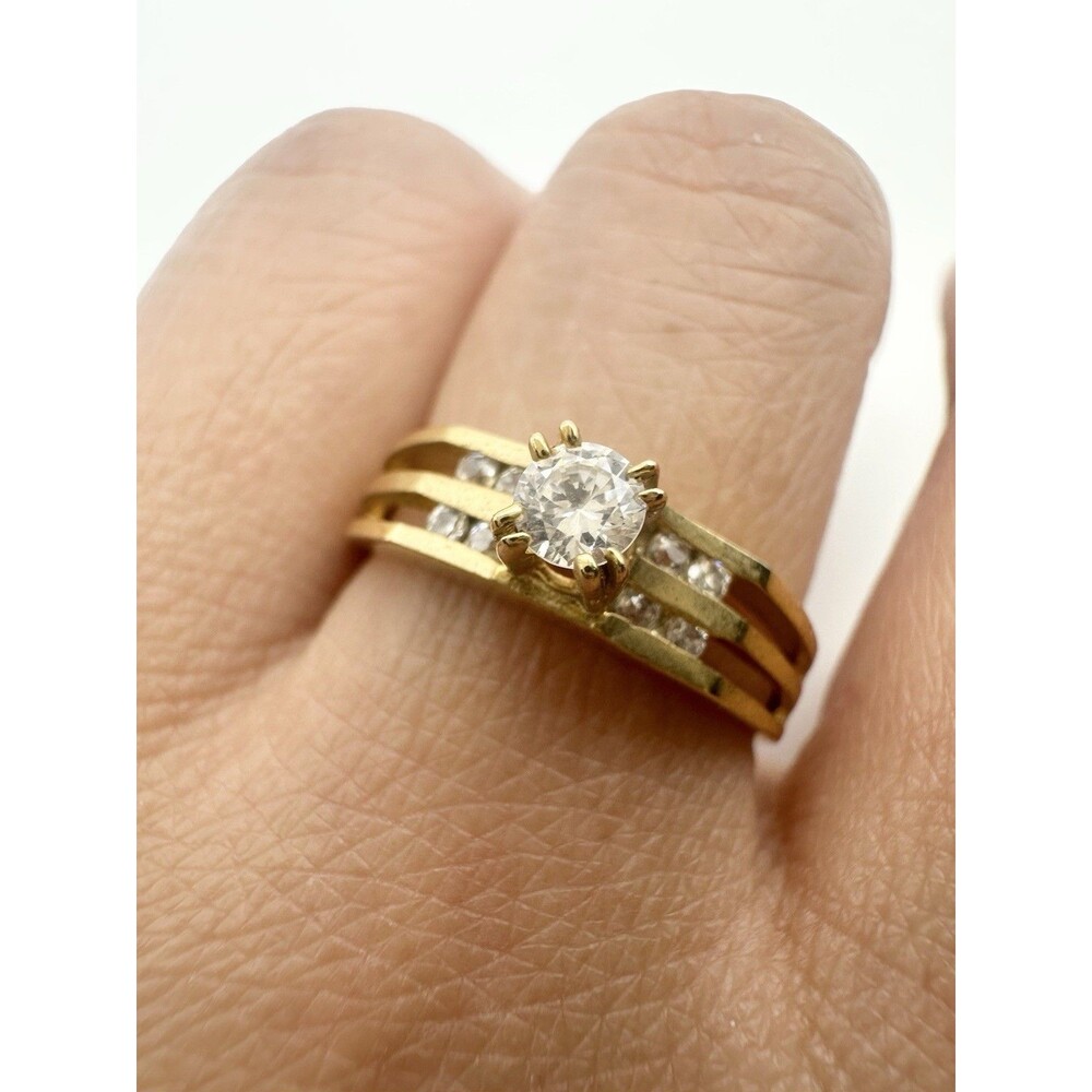Vintage 14k Gold Plated Cubic Zirconia Wedding Ring Size 6